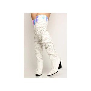 White Cape Robbin Cowboy Boots